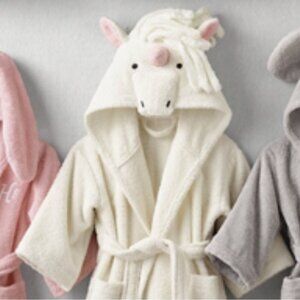 RH Baby And Child Unicorn Bath Robe Towel 4-5 Years White Restoration Hardware